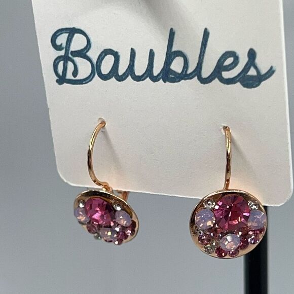 Baubles Gold Pink Dangle  Earrings - Picture 1 of 5